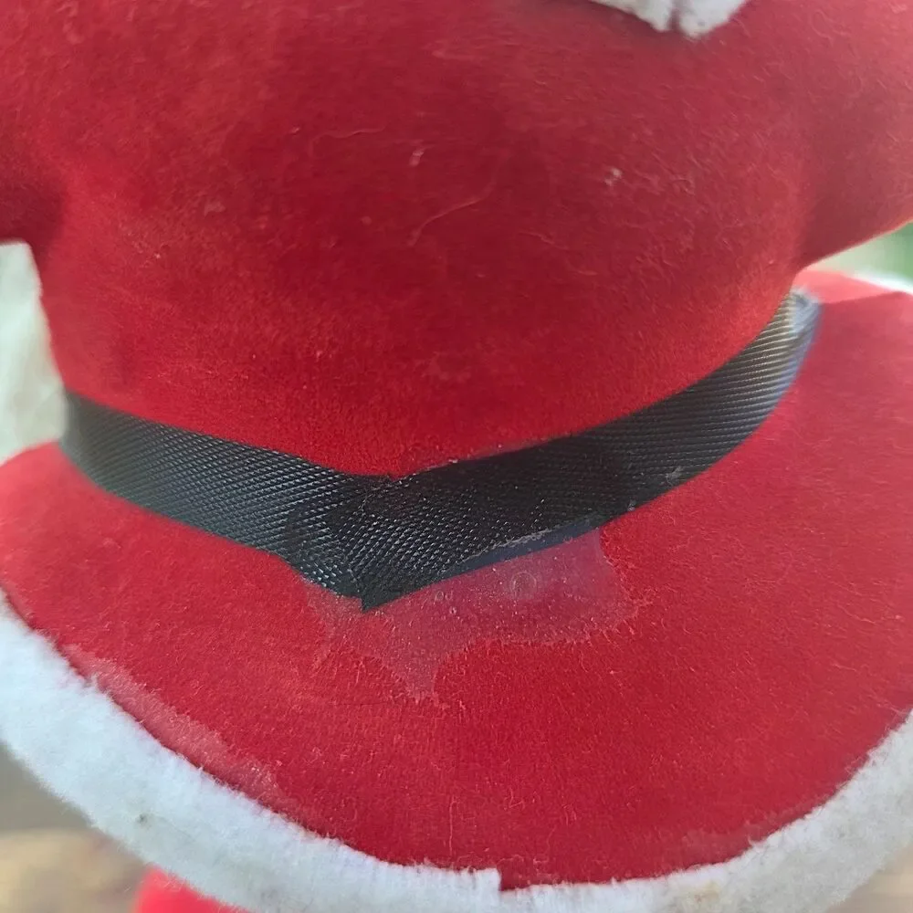 Vintage Flocked Santa Claus Figurine Plastic Face 8.5
